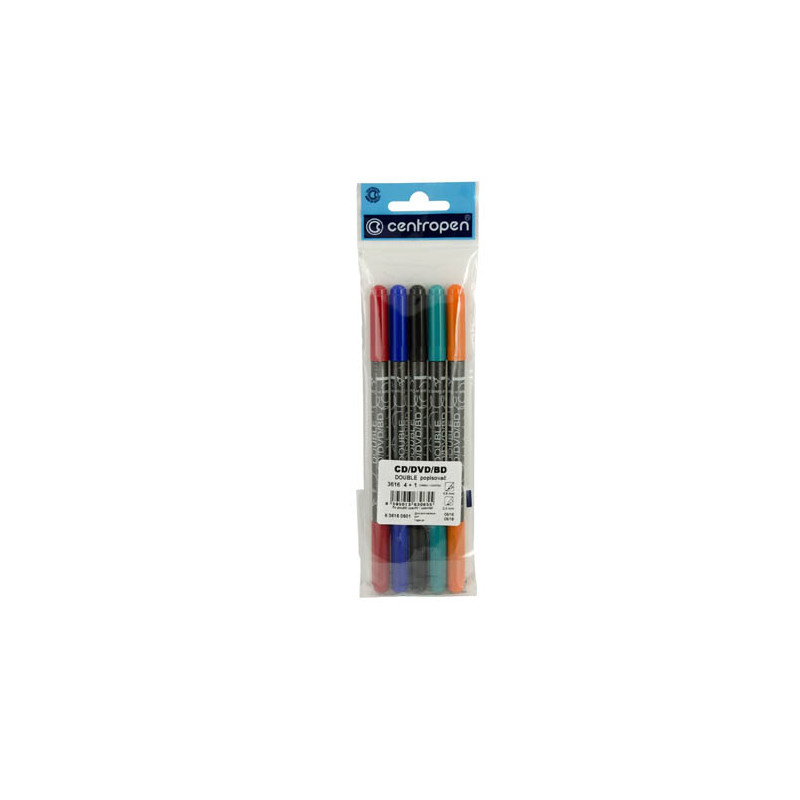 Popisovač Centropen 3616 na CD / DVD / BD permanentní - sada 4 + 1 zdarma