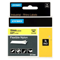 Pásky D1 nylonová flexibilní pro elektronické štítkovače DYMO - 19 mm x 3,5 m černý tisk / žlutá páska