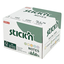 Samolepicí bločky Stick´n by Hopax FSC - 76 x 76 mm / 6 x 100 lístků / pastelově žlutá