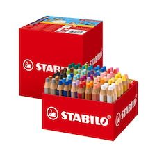 Pastelky STABILO® Woody multifunkční XL školní set / 76 barev + 4 ks ořezávátek