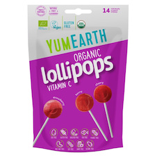 Lízátka YumEarth BIO s vit.C - jahoda, třešeň, lesní plody / 14 ks
