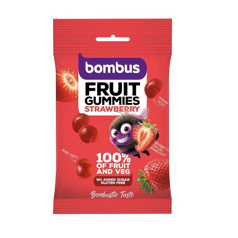 Bombus Fruit Energy bonbóny - jahoda gummies / 35g