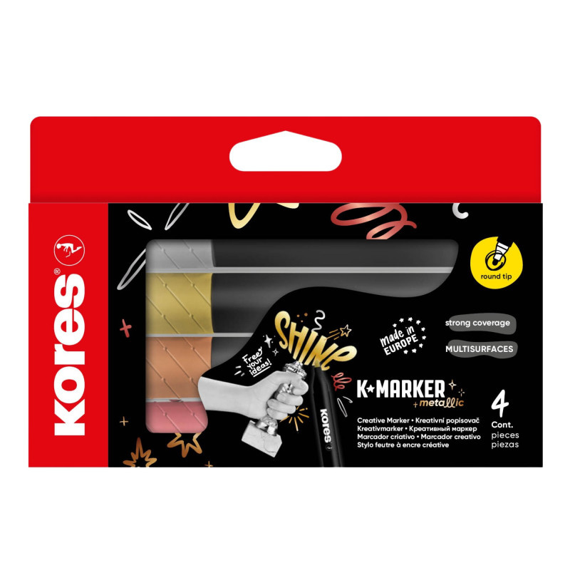 Akrylový popisovač K-marker Metallic - kulatý hrot / sada 4 ks
