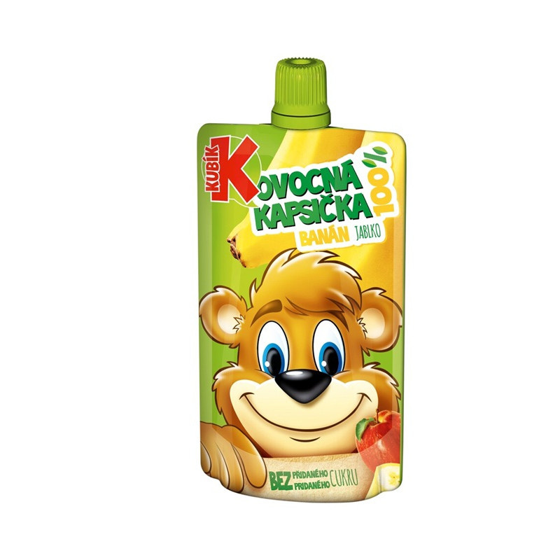 Kubík 100% ovocná kapsička - jablko a banán / 100 g