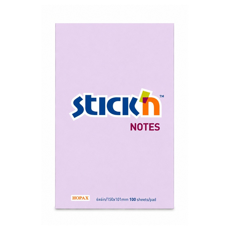 Samolepicí bloček Stick'n by Hopax - 150 x 101 mm / 100 lístků / pastelově fialová
