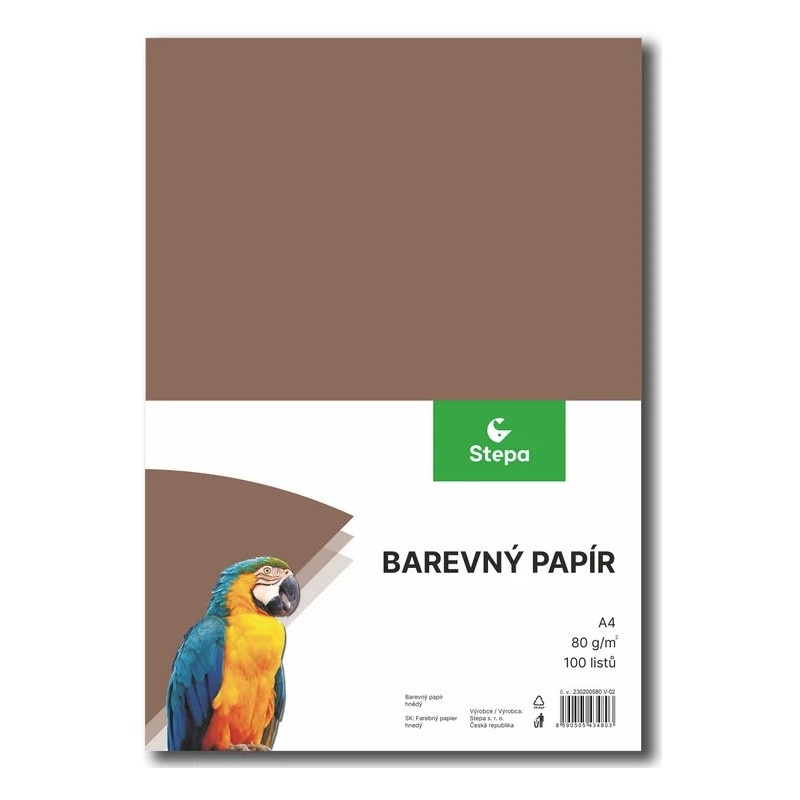 Papír barevný - A4 / 80 g / 100 listů / hnědá