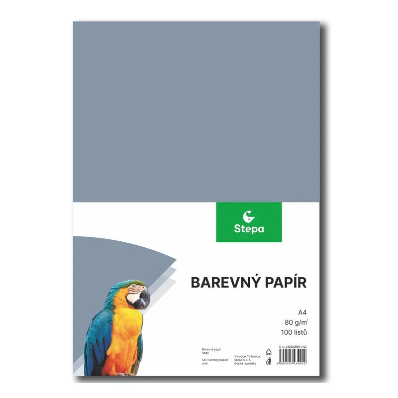 Papír barevný - A4 / 80 g / 100 listů / šedá