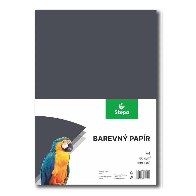 Papír barevný - A4 / 80 g / 100 listů / černá