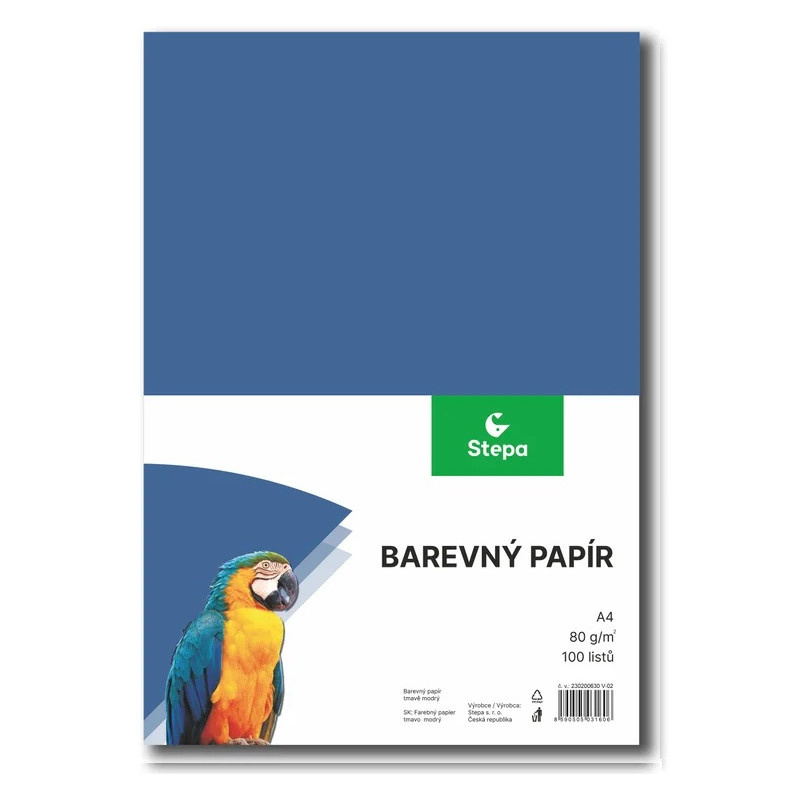 Papír barevný - A4 / 80 g / 100 listů / tm.modrá
