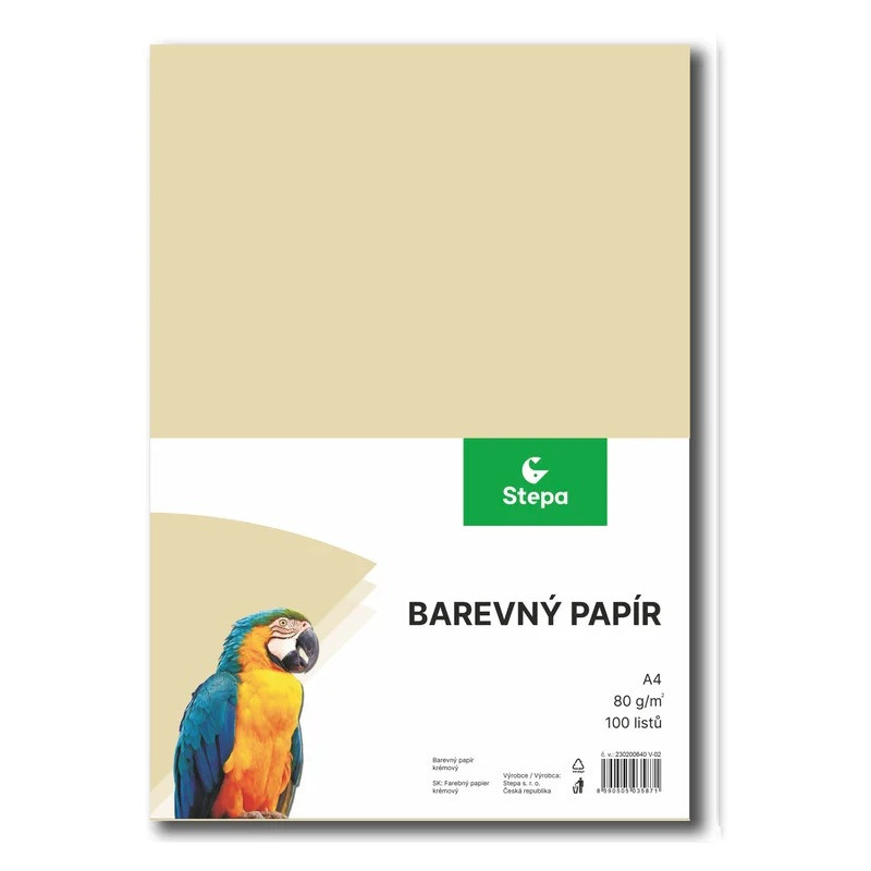 Papír barevný - A4 / 80 g / 100 listů / krémová