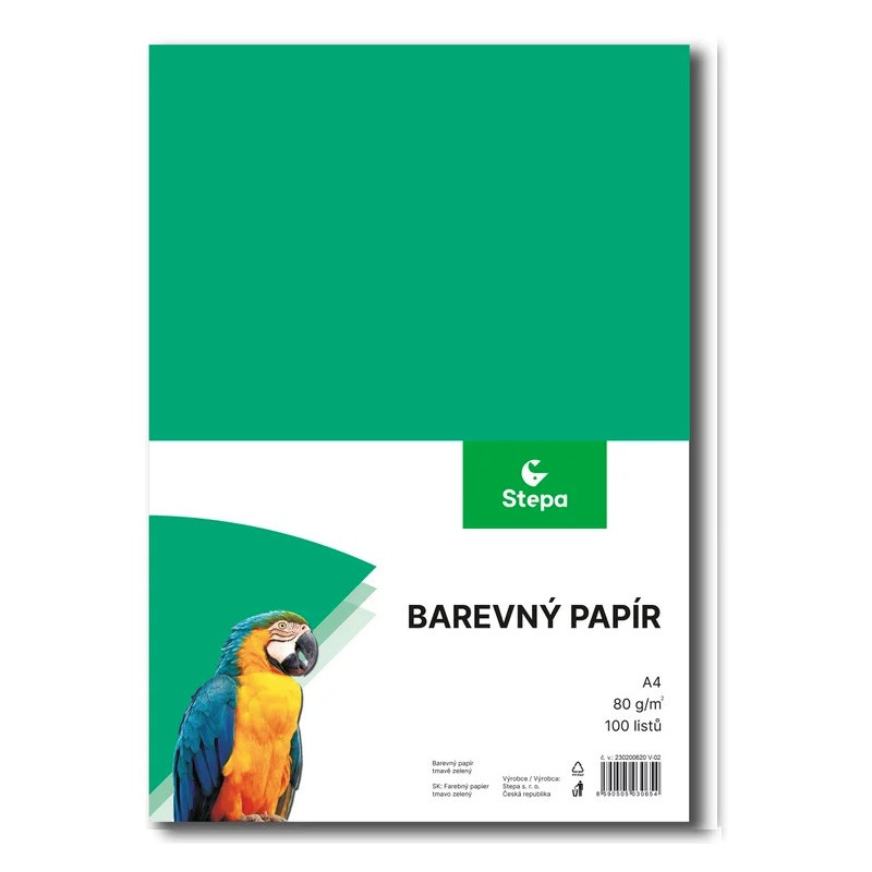 Papír barevný - A4 / 80 g / 100 listů / tm.zelená
