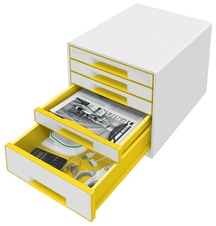 Zásuvkový box Leitz WOW - 4+1 zásuvky / žlutá