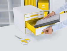Zásuvkový box Leitz WOW - 2+2 zásuvky / žlutá