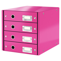 Zásuvkový box WOW - růžová / 4 zásuvky / karton
