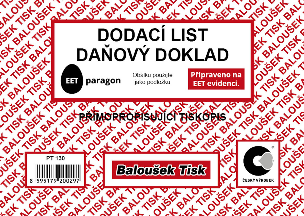 Baloušek dodací list daňový doklad - A6 / 50 listů / NCR / PT130