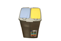 Odpadkový koš na tříděný odpad dvojitý - modro - žlutý / 45 l
