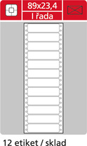 Tabelační etikety s vodící drážkou  - 89 x 23,4 mm jednořadé 6000 etiket / 500 skladů