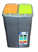 Odpadkový koš na tříděný odpad dvojitý - oranžovo - zelený / 45 l