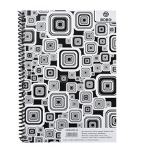 Blok BOBO Black & White se spirálou - A5 / linka / boční spirála