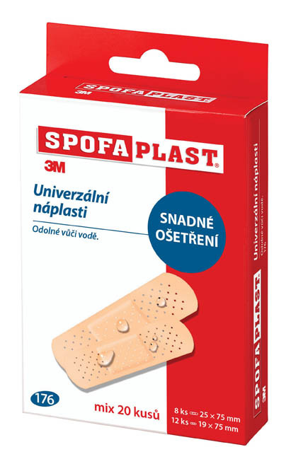 Náplasti 3M SPOFAPLAST hypoalergenní - 2 velikosti / 2 x 10 ks / omyvatelné