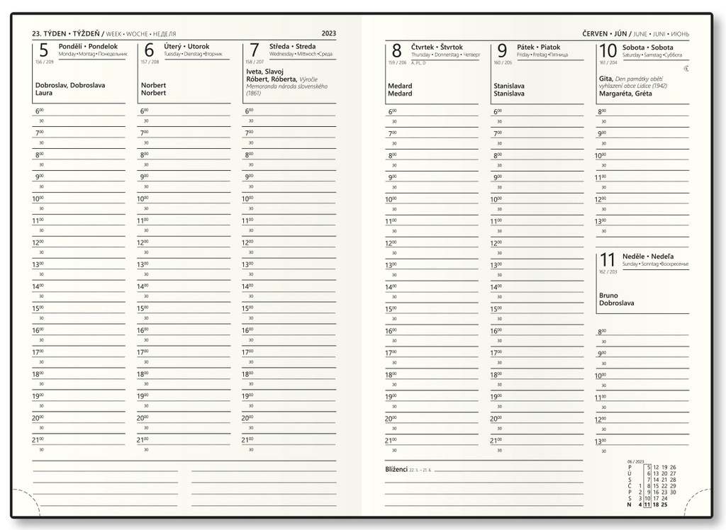 Diář MANAGER Color A5 - týdenní / růžová