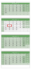Kalendář nástěnný pracovní - čtyřměsíční GREEN skládaný / N213