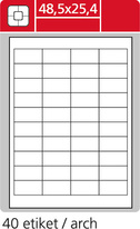 Print etikety A4 pro laserový a inkoustový tisk - 48,5 x 25,4 mm (40 etiket / arch ) / snímatelné
