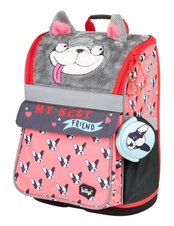 Školní batoh Zippy Doggie - s plyšovým povrchem a pláštěnkou