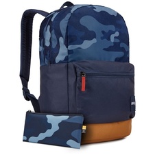Studentský batoh s kapsou na notebook 15,6" Commence - modrý vzor / kmínově hnědá