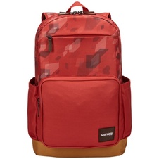 Studentský batoh s kapsou na notebook 15,6" Query - cihlově červená se vzorem / kmínově hnědá