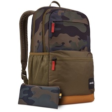 Studentský batoh s kapsou na notebook 15,6" Uplink - olivový vzor / kmínově hnědá