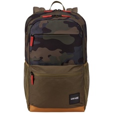 Studentský batoh s kapsou na notebook 15,6" Uplink - olivový vzor / kmínově hnědá