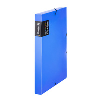 Box na spisy A4 s gumou průsvitný Opaline - hřbet 3 cm / modrá