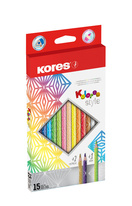 Pastelky Kores Kolores Style trojhranné - 15 barev