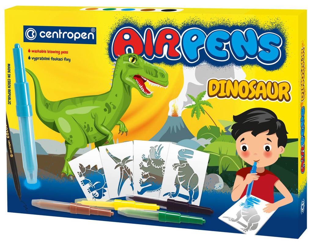 Sada foukacích popisovačů Centropen Air Pens Dinosaur 5+1
