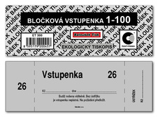 Bločkové vstupenky Baloušek 133 x 39 mm / 1-100 / 4 odstíny barev / ET300