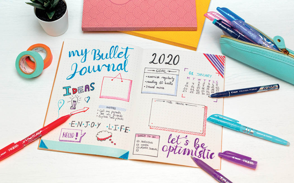 Roller Pilot FriXion Ball Bullet Journal sada 8ks + sešit
