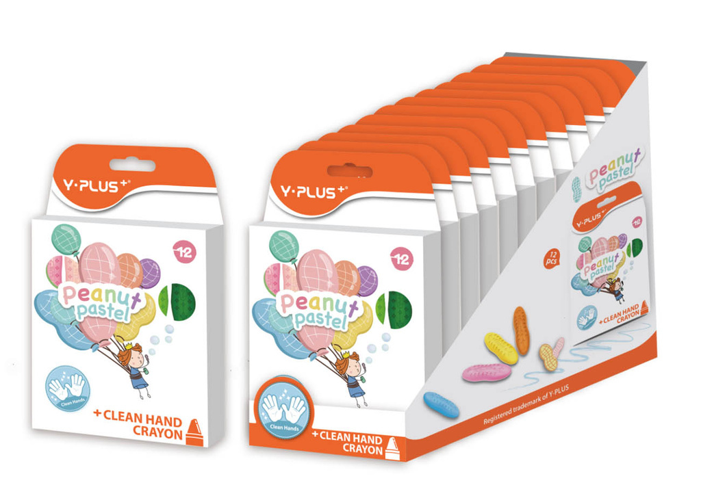 Voskové pastelky Y-plus PEANUT - 12 barev / pastelové barvy