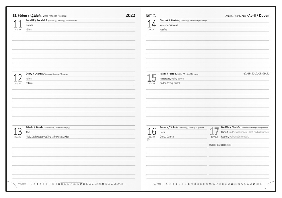 Diář LAMINO - týdenní B6 / žlutý