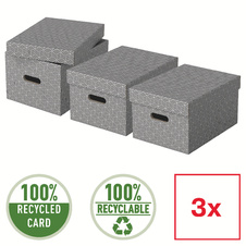 Krabice úložná Esselte - M / šedá / 360 x 265 x 205 mm / s otvory / 3 ks