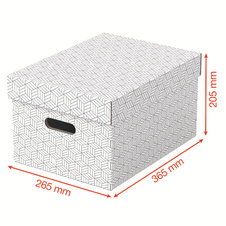 Krabice úložná Esselte - M / bílá / 360 x 265 x 205 mm / s otvory / 3 ks