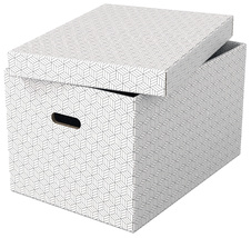 Krabice úložná s víkem bílá L /3 ks