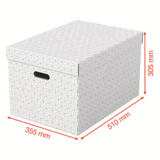 Krabice úložná Esselte - L / bílá / 510 x 355 x 305 mm / s otvory / 3 ks