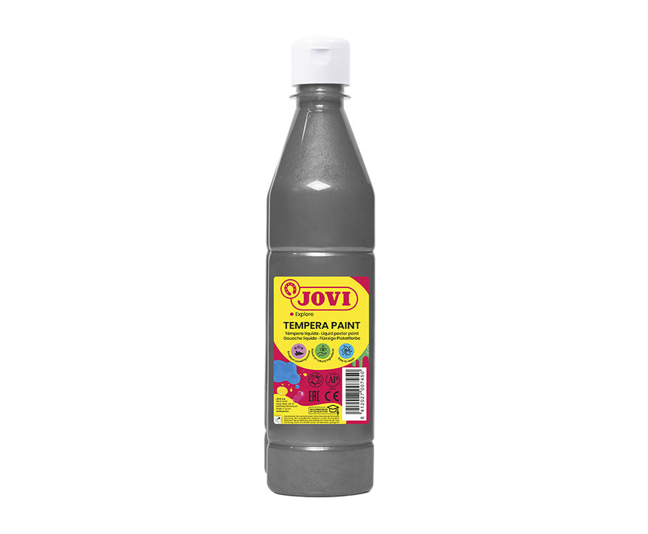 Tekuté temperové barvy JOVI v lahvi - 500 ml / stříbrná