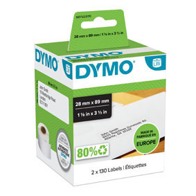 Štítky pro DYMO LabelWritter - 89 x 28 mm / adresové papírové / 2 x 130 ks