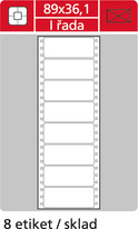 Tabelační etikety s vodící drážkou - 89 x 36,1 mm jednořadé 4000 etiket / 500 skladů