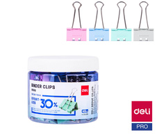 Klipy kovové pastelové DELI - 19 mm / barevný mix