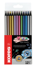 Pastelky Kores METALLIC trojhranné / 12 barev