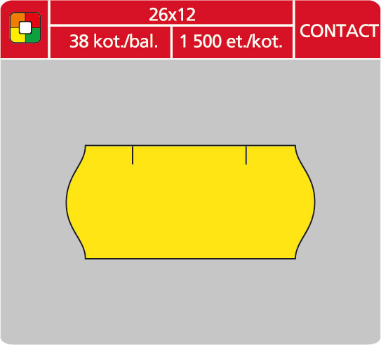 Etikety do etiketovacích kleští - 26 x 12 mm Contact / žlutá