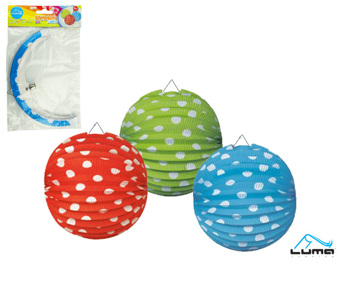 Lampion kulatý 15 cm / mix puntík